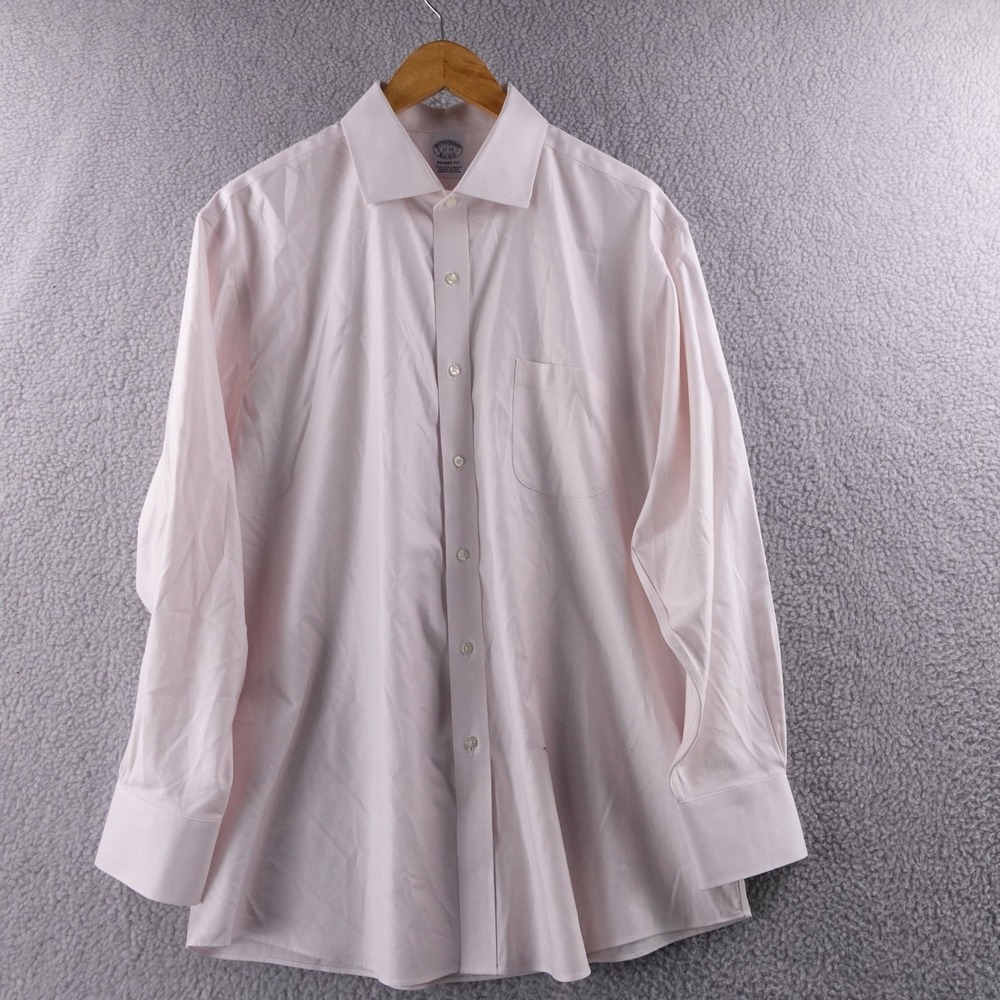 Brooks Brothers Regent Fit Pink Non Iron Stretch Dress Shirt Men 17-33 Preppy - Picture 2 of 7